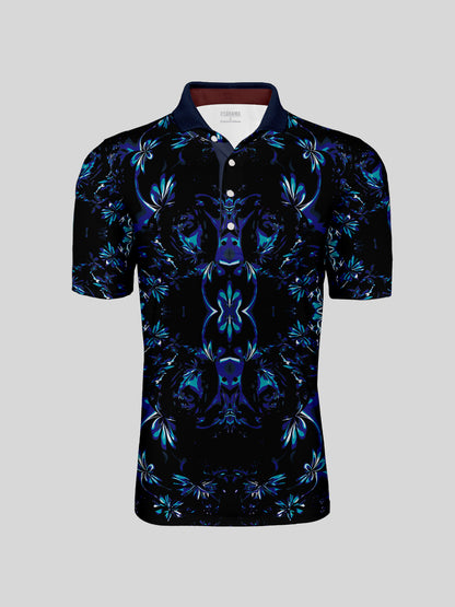Botanical Energy Men's Ribbed Collar Polo Top UPF50+