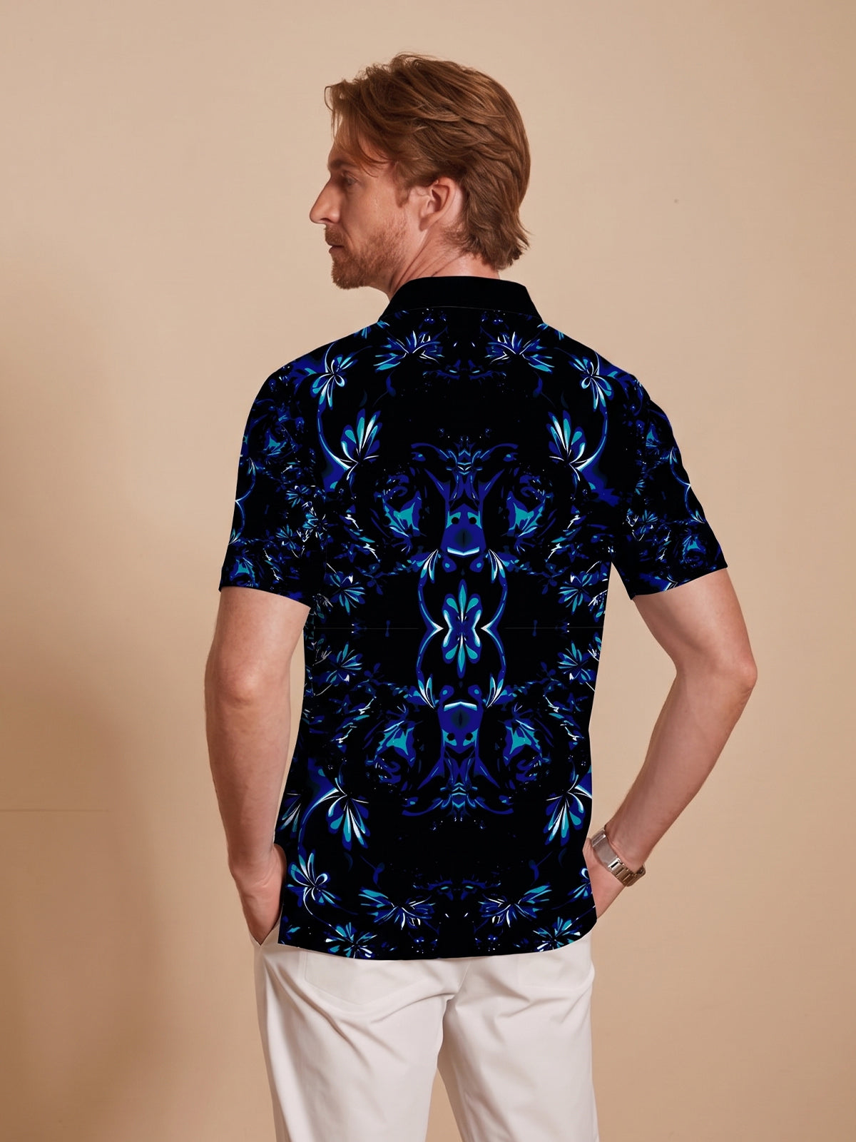 Botanical Energy Men's Ribbed Collar Polo Top UPF50+