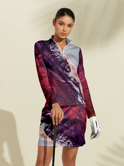 Acegolfs Inked Skins Women's Silky Golf Shirt Quarterzip UPF50+
