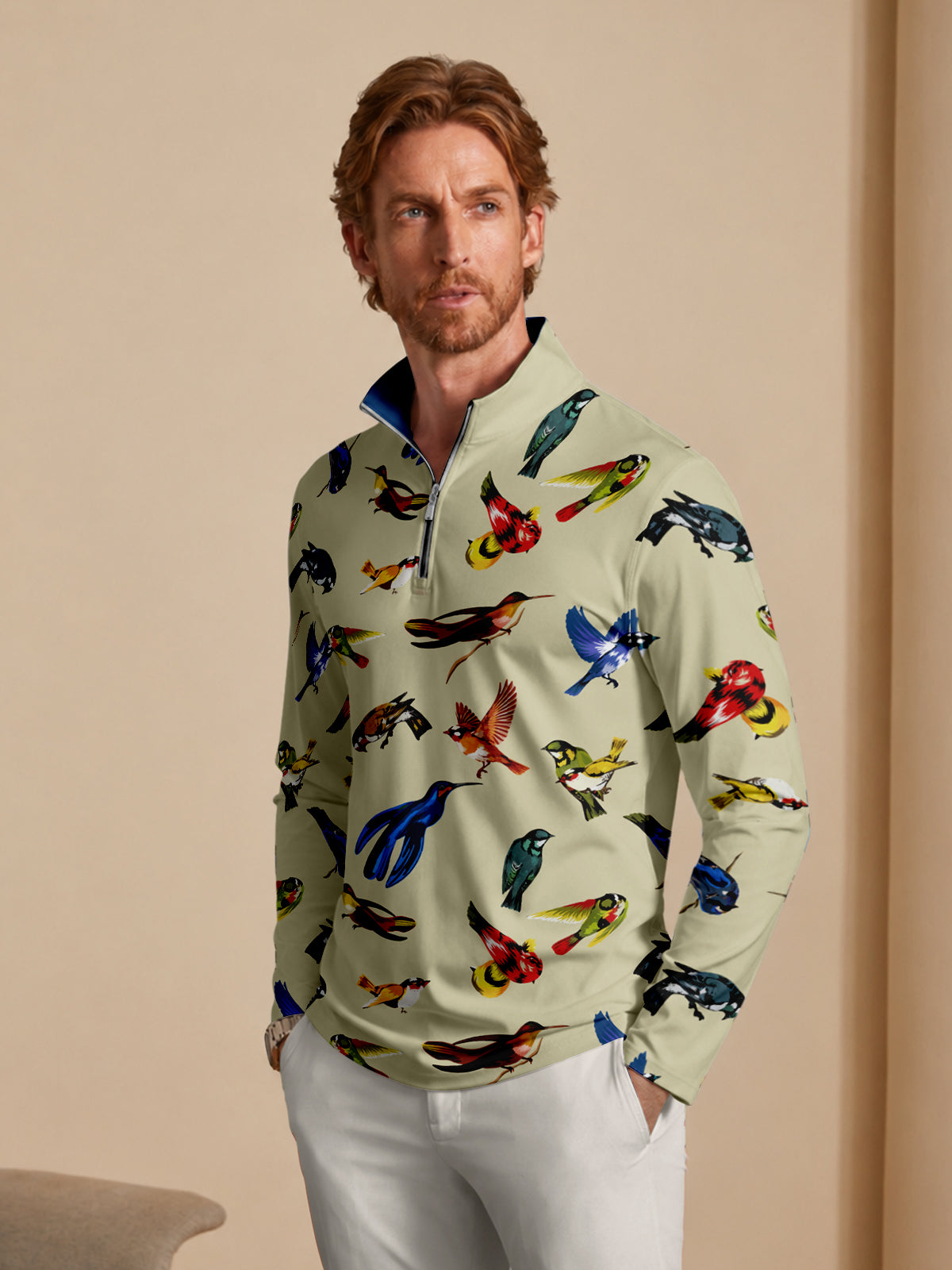 Wildlife Party Men's Lightweight Golf Shirt Quarterzip UPF50+