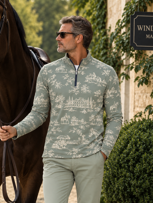 Equestrian Heritage Men's Lightweight Golf Shirt Quarterzip UPF50+
