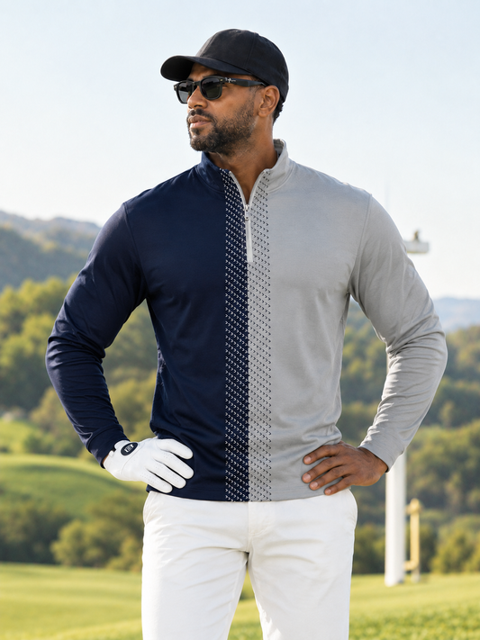 No Tan Clásico Camiseta de Golf para Hombres con Media Cremallera UPF50+