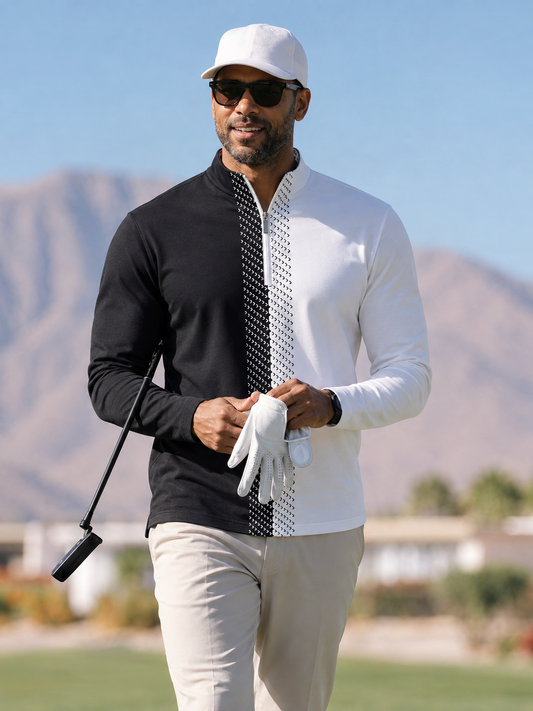 Camisa de Golf para Hombres No Tan Clásica con Cremallera de Cuarto UPF50+
