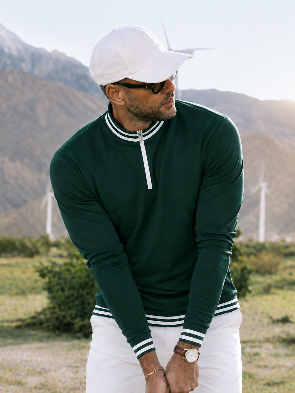 Navycore Camisa de Golf para Hombre con Media Cremallera UPF50+