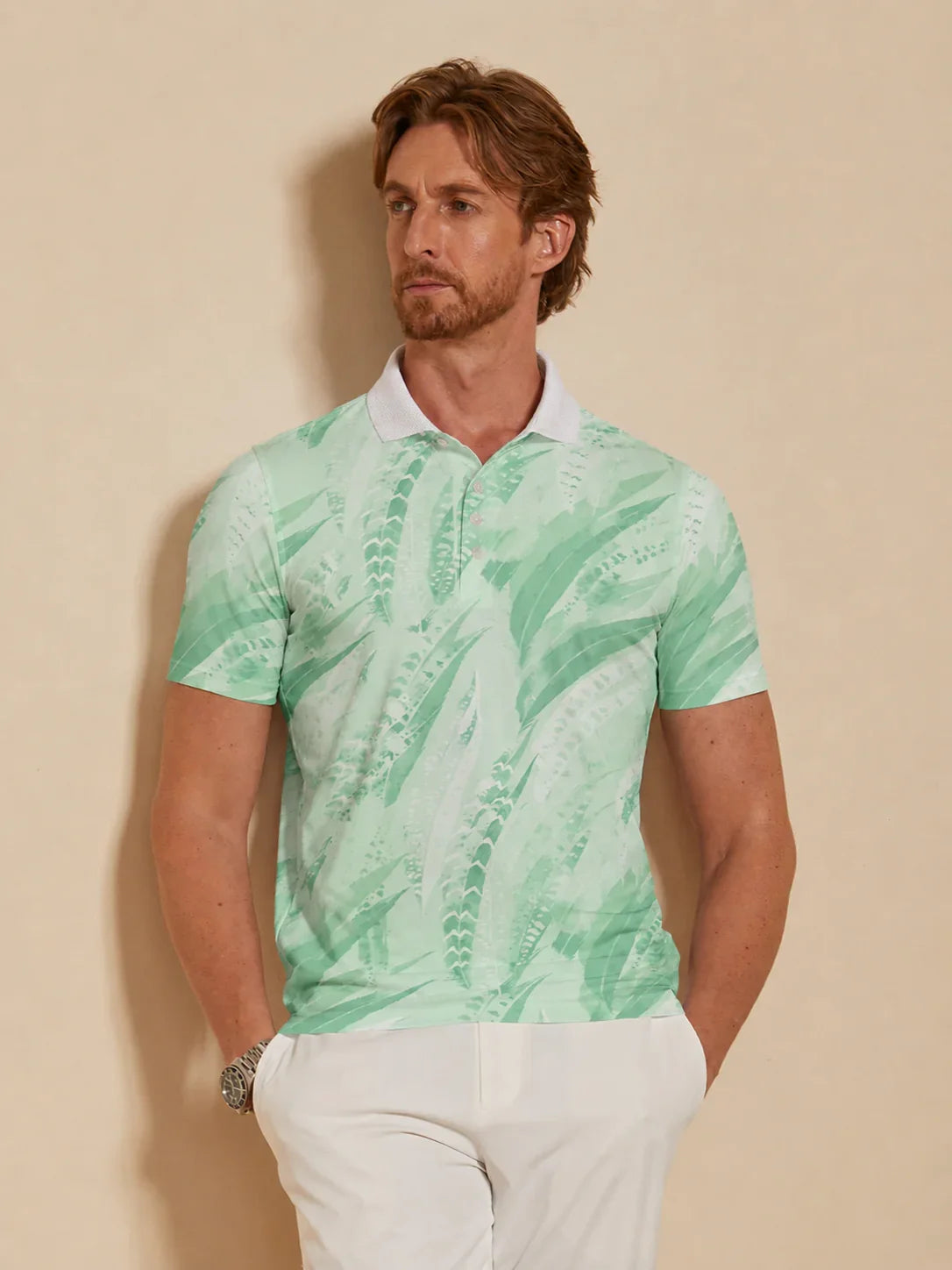 Wildlife Party Men's Ribbed Collar Polo Top UPF50+