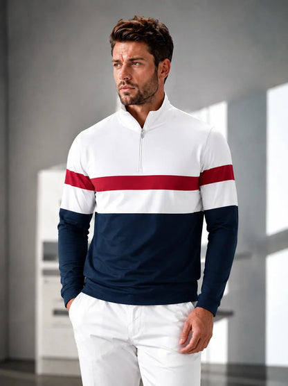 Playful Nautical Men's Midweight Golf Shirt Quarterzip UPF50+