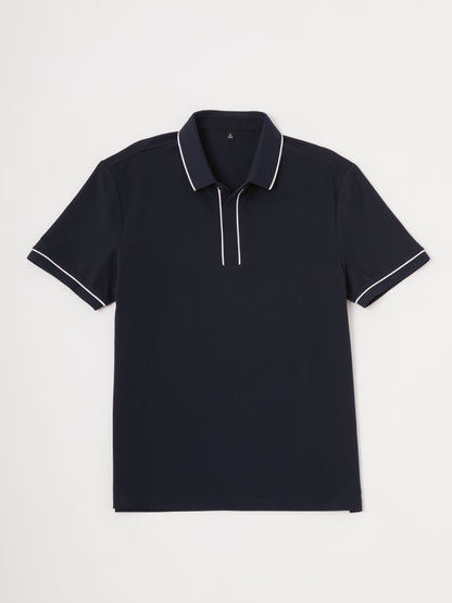 NaturalComfy Herrpolo med kontrasterande beslag