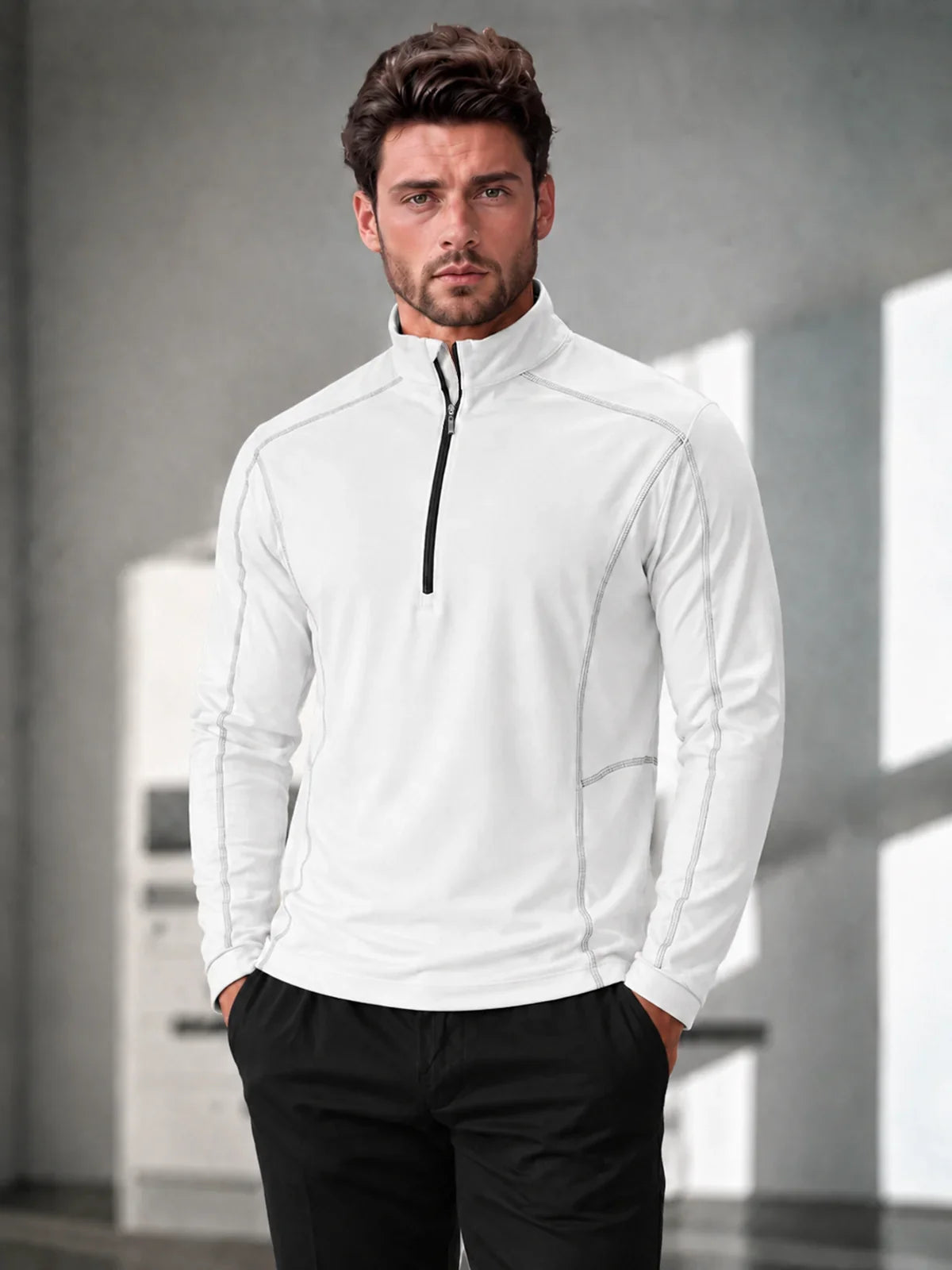 Polo de golf quart de zip homme Plus Que Basique UPF50+