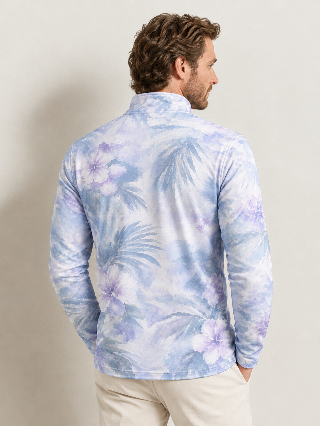 Botanical Energy Men's Lightweight Golf Shirt Quarterzip UPF50+