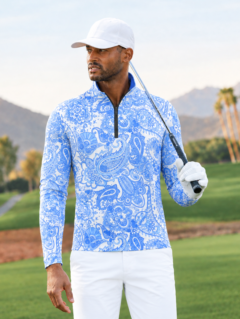 Paisley Heritage Men's Lightweight Golf Shirt Quarterzip UPF50+