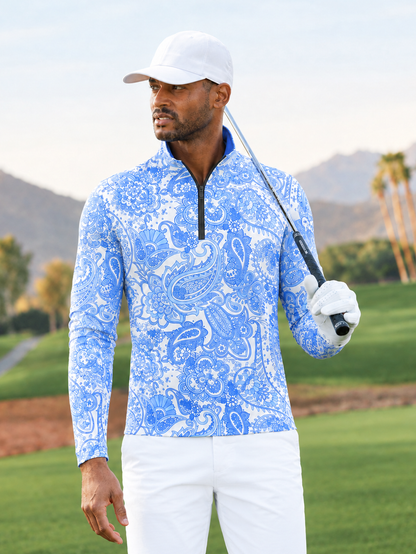 Paisley Heritage Men's Lightweight Golf Shirt Quarterzip UPF50+