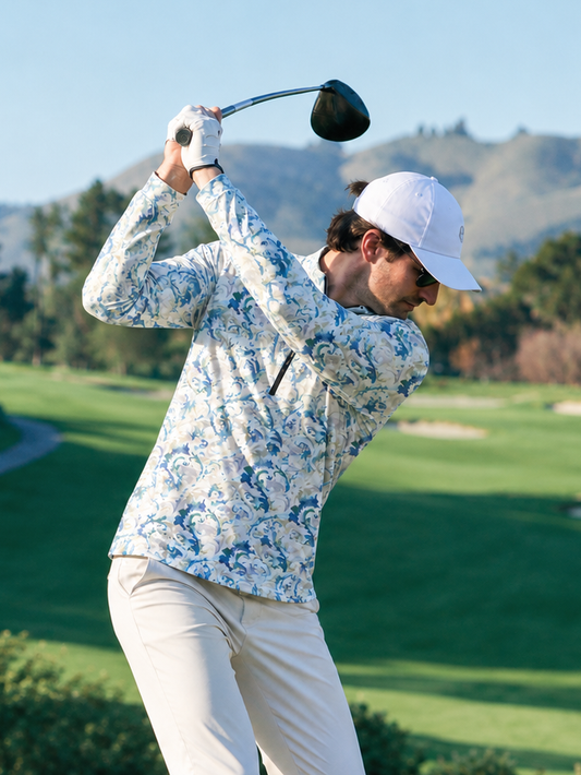 Botanical Energy Men's Lightweight Golf Shirt Quarterzip UPF50+