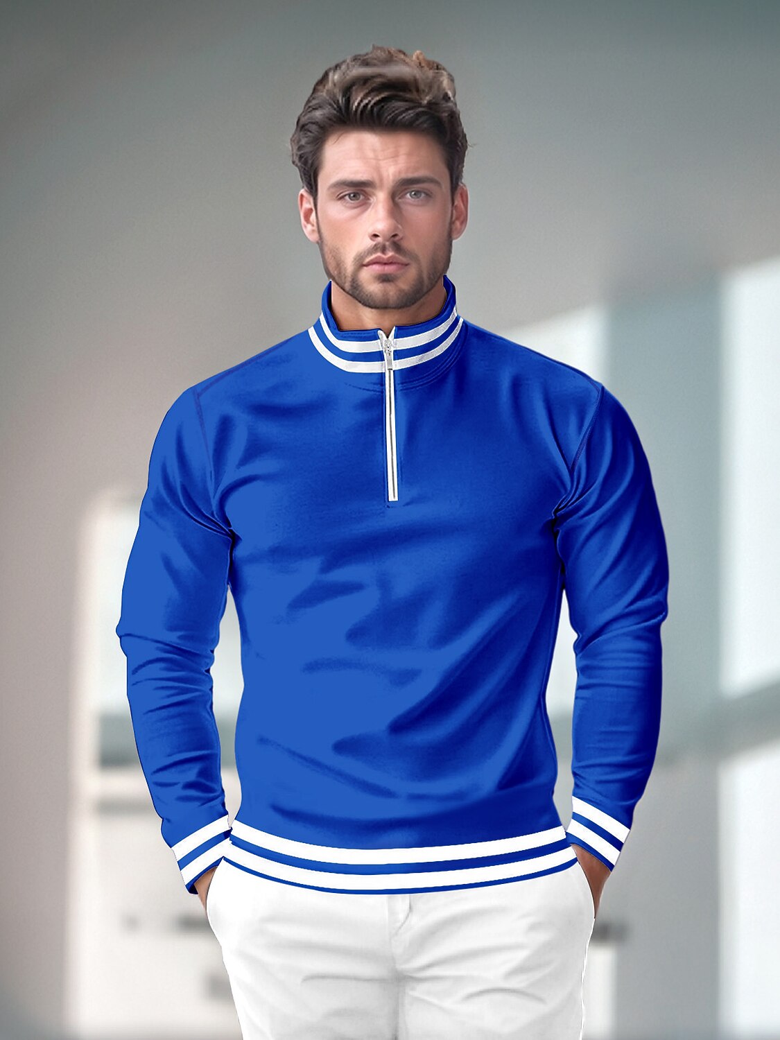 Playful Nautical Men's Golf Shirt Quarterzip UPF50+