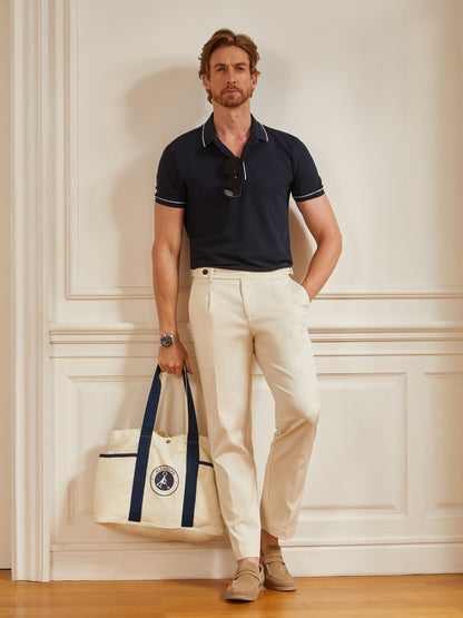 NaturalComfy Herrpolo med kontrasterande beslag