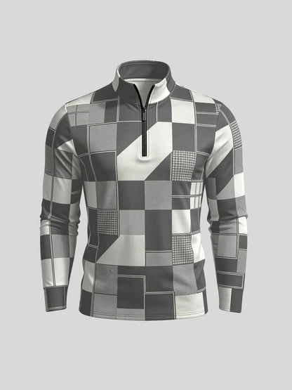Fairway Patchwork Men's Lightweight Golf Shirt Quarterzip UPF50+