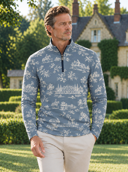 Equestrian Heritage Men's Lightweight Golf Shirt Quarterzip UPF50+