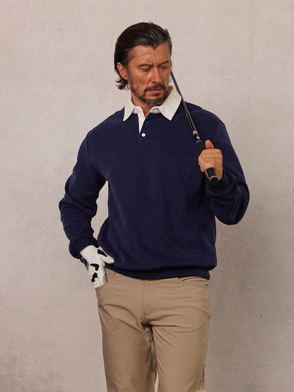 Mehr als nur ein einfaches Herren-Golf-Sweatshirt mit Knopfleiste und Kragen