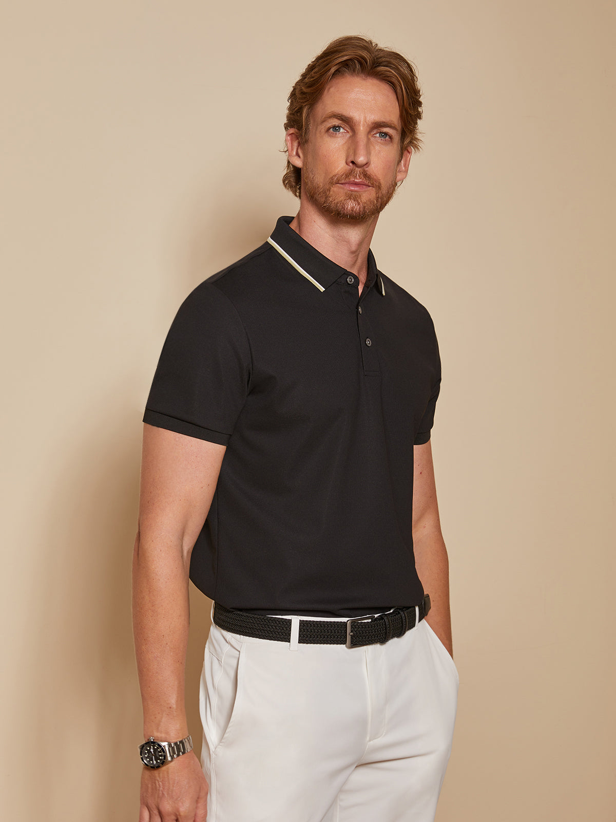 NyCool Men's Waffle-Knit Polo Top