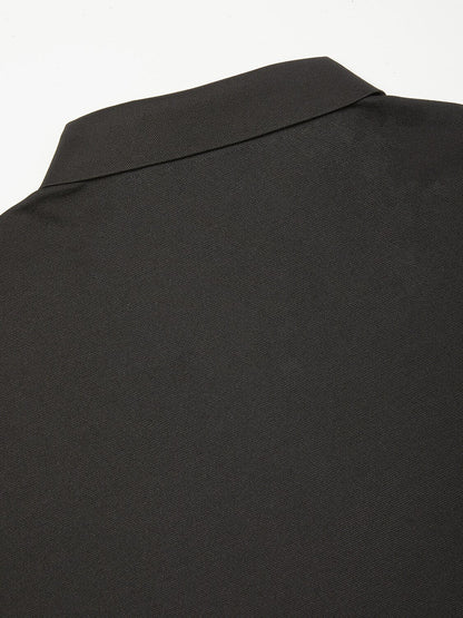 Aqua Wool Men's Snap buttons Long Sleeve Polo Shirt