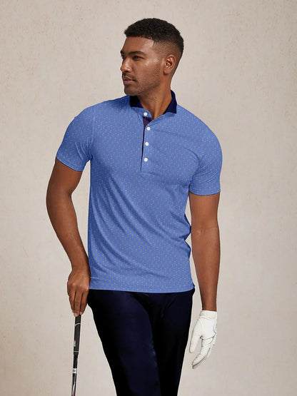 Polo homme marin fantaisie à col côtelé UPF50+