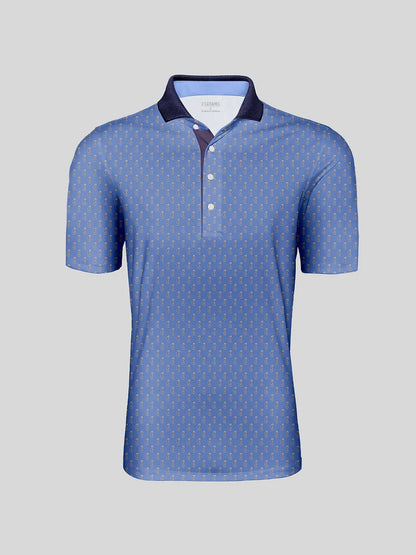 Polo homme marin fantaisie à col côtelé UPF50+