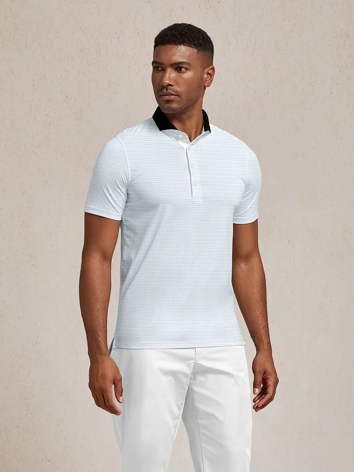 Verspieltes maritimes Herren-Poloshirt mit Rippkragen UPF50+