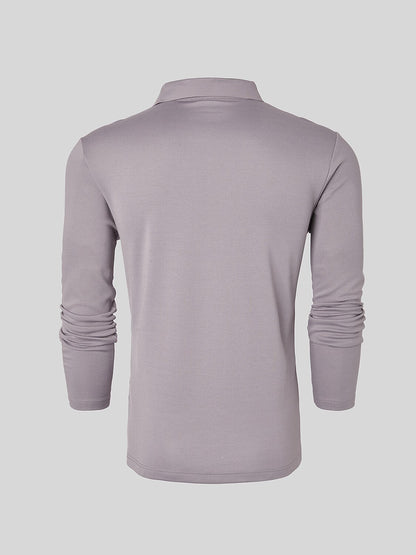 Aqua Wool Men's Snap buttons Long Sleeve Polo Shirt