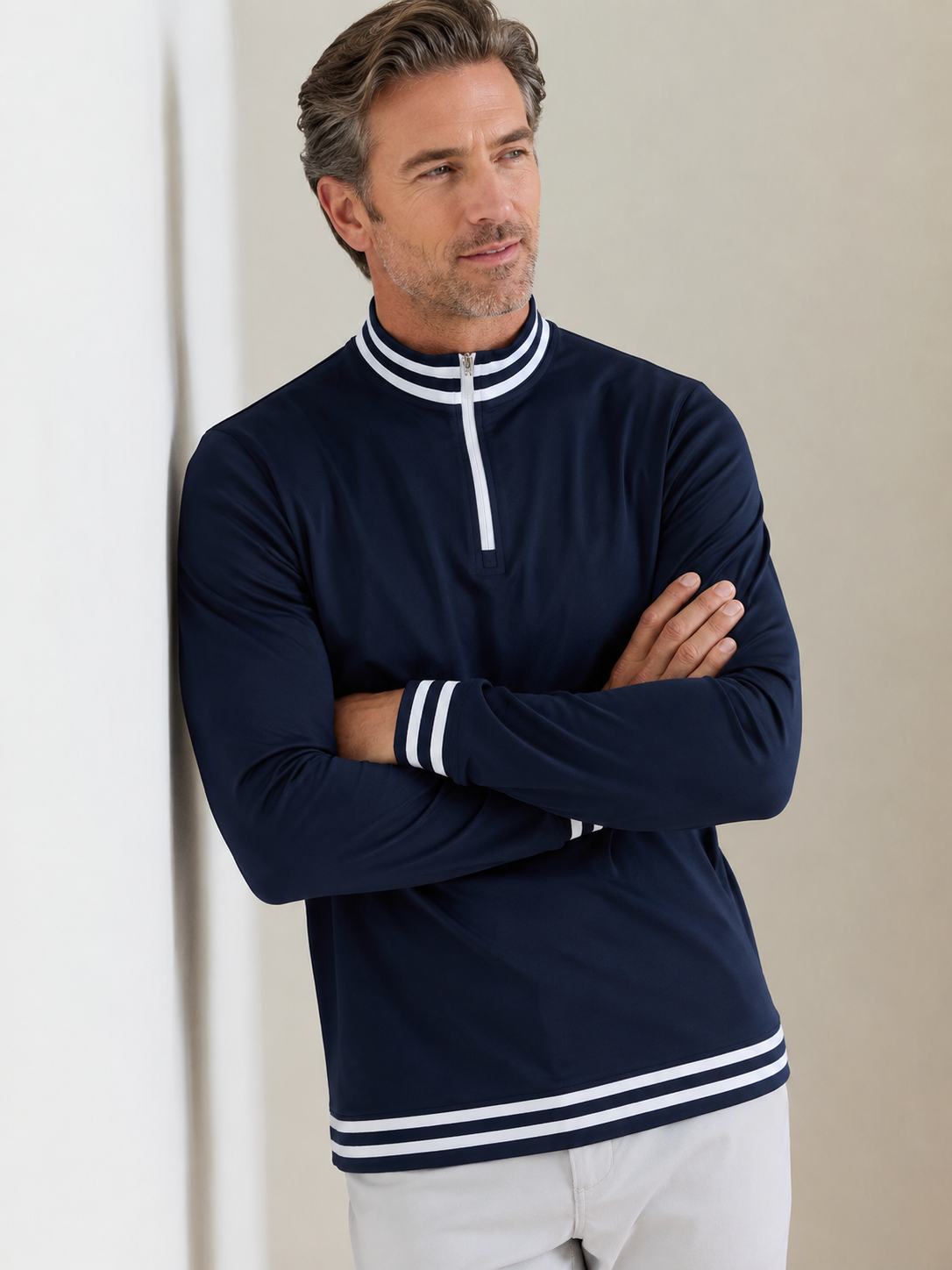 Navycore Camisa de Golf para Hombre con Media Cremallera UPF50+