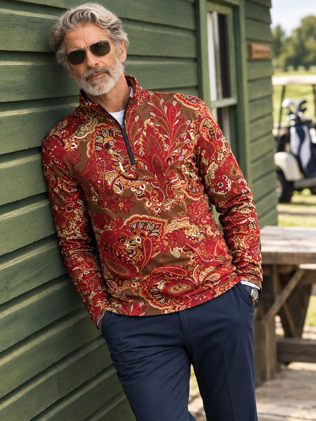 Paisley Heritage Men's Lightweight Golf Shirt Quarterzip UPF50+