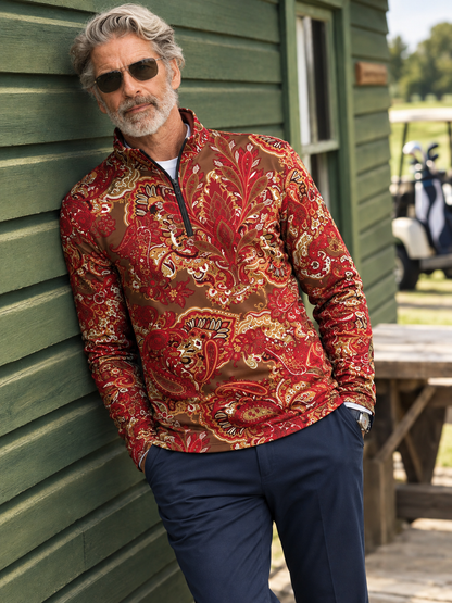 Paisley Heritage Men's Lightweight Golf Shirt Quarterzip UPF50+