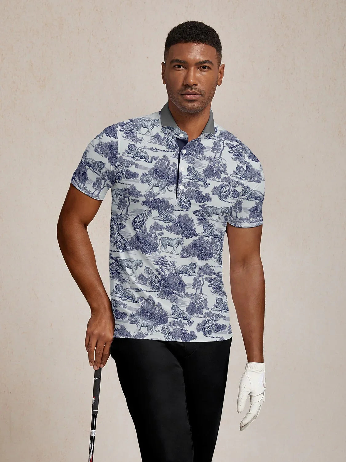 Wildlife Party Herren Poloshirt mit Rippkragen LSF 50+