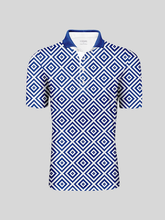Bold Baroque Men's Ribbed Collar Polo Top UPF50+