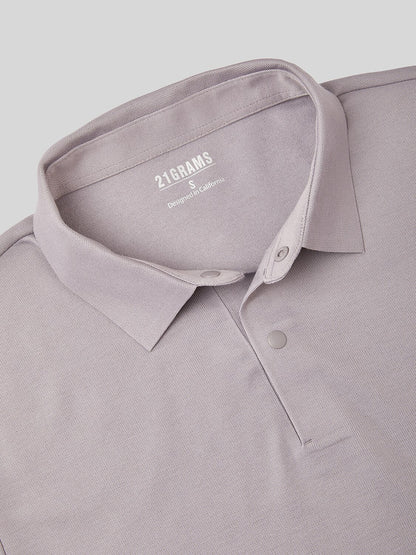 Aqua Wool Men's Snap buttons Long Sleeve Polo Shirt