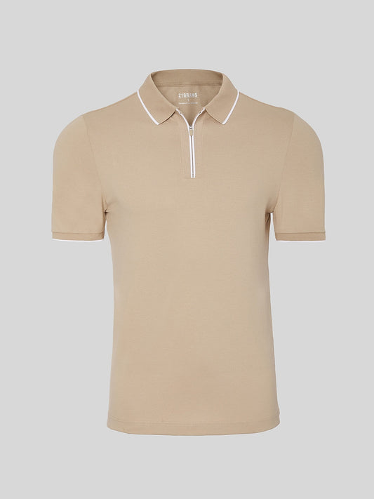 NaturalComfy Men's Quater Zip Short Sleeve Polo