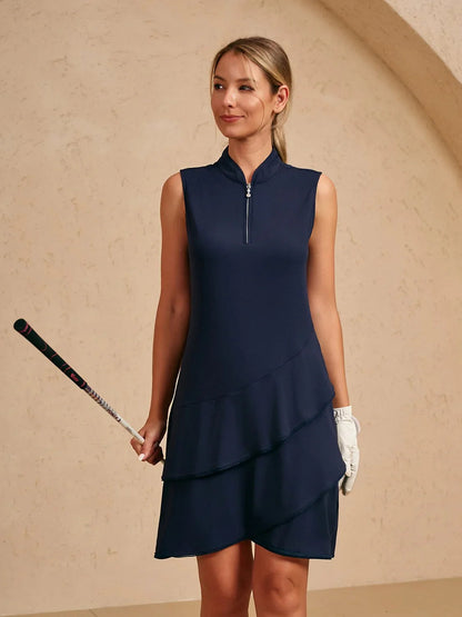 Premium Sleeveless Asymmetrical Trimmed 36.5 Inch Dress UPF50+