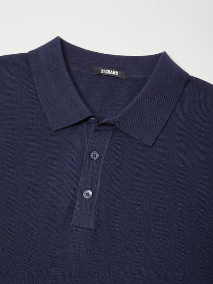 Aqua Wool Men's Long Sleeve Polo Shirt