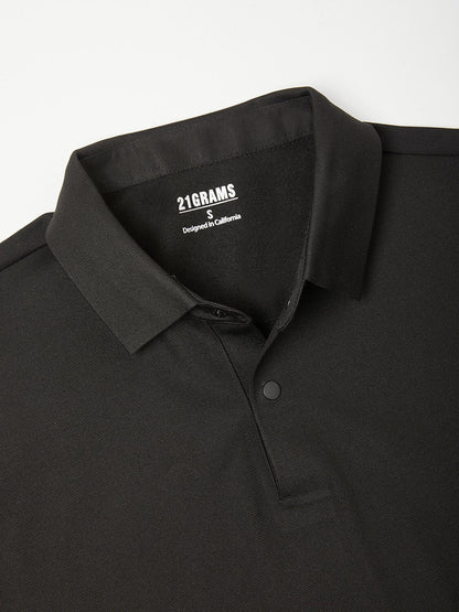 Aqua Wool Men's Snap buttons Long Sleeve Polo Shirt