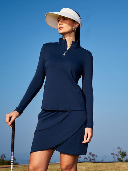 Premium Long Sleeve Mock Neck Mesh Quarterzip UPF50+