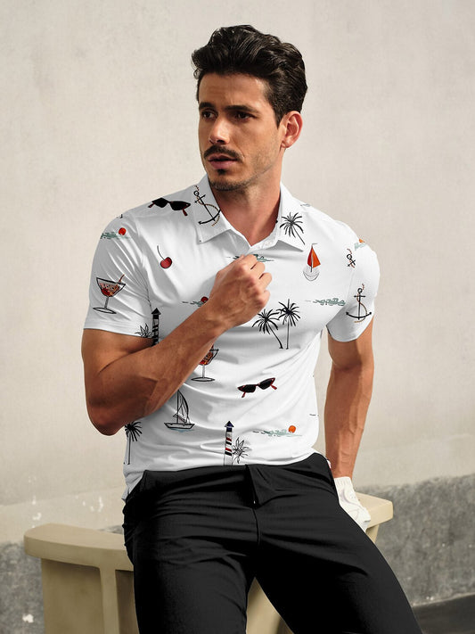 Hyped-up Tropical Men's Polo Top UPF50+