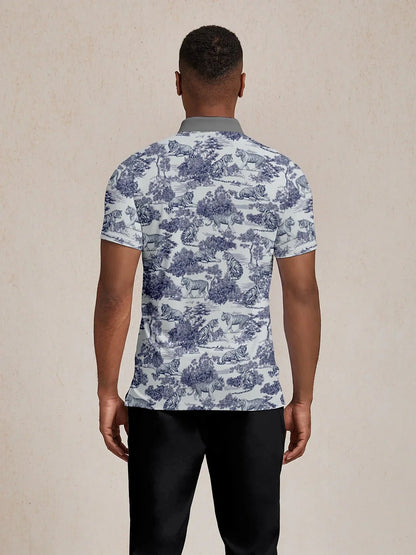 Wildlife Party Herren Poloshirt mit Rippkragen LSF 50+