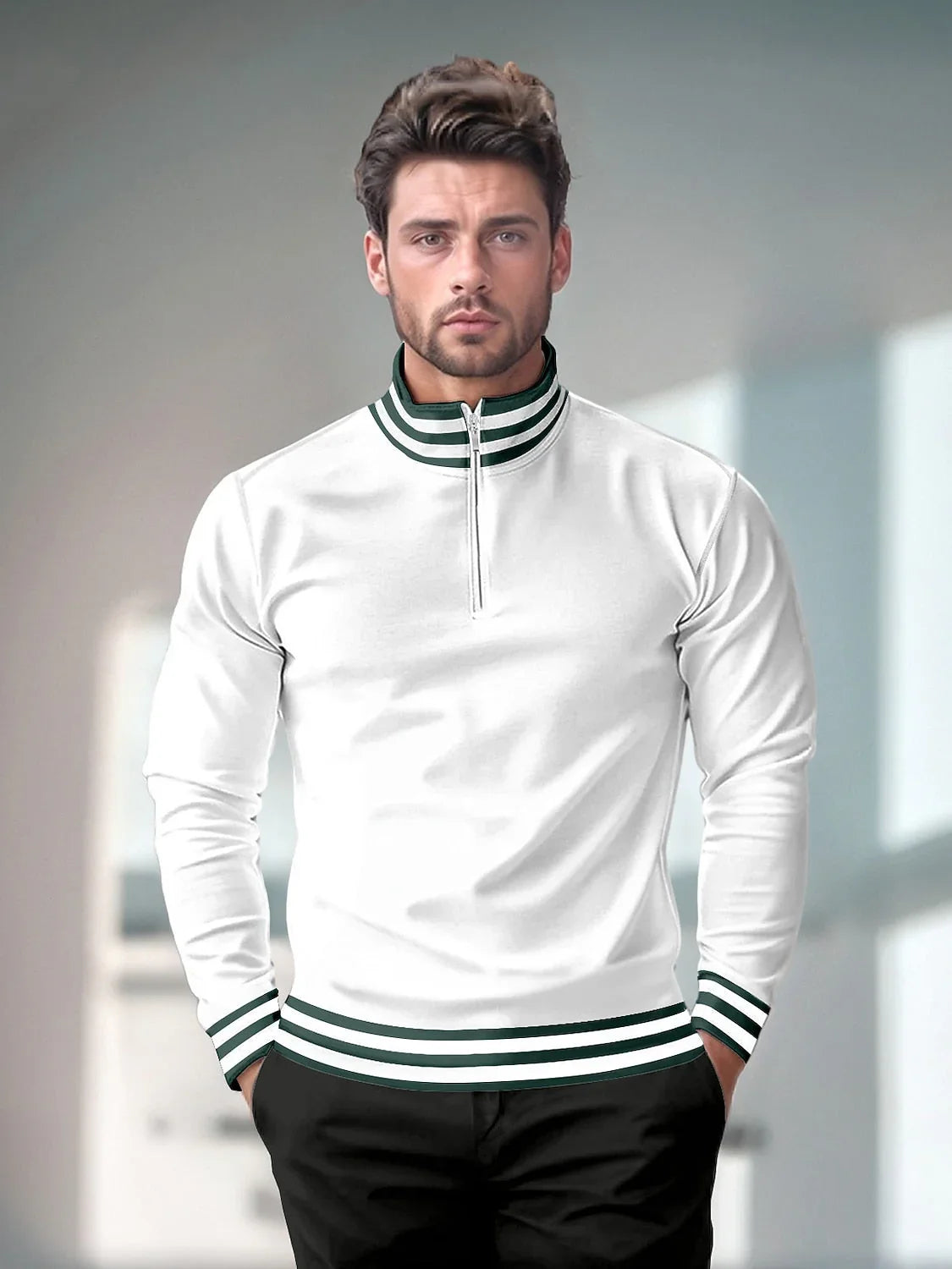 Navycore Maglia da golf da uomo con cerniera a quarto UPF50+