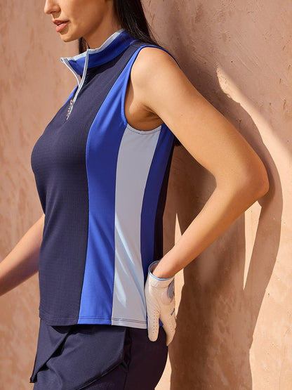 Premium Sleeveless Color Block Quarterzip UPF50+