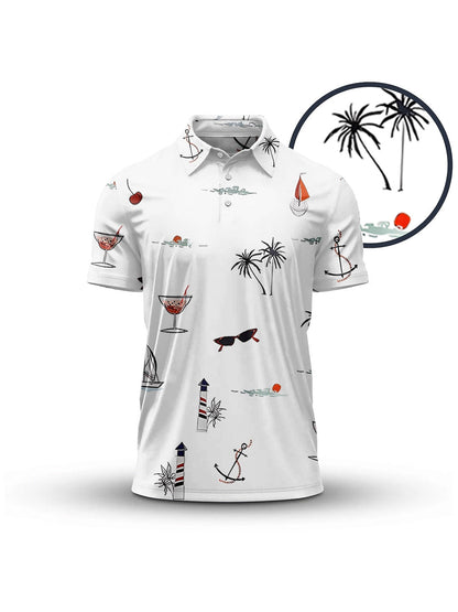 Hyped-up Tropical Men's Polo Top UPF50+