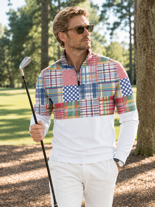 Not So Classic Men's Lightweight Colorblock Golf Shirt Quarterzip UPF50+