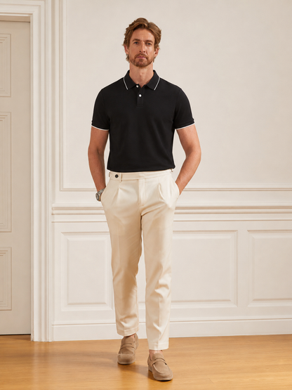 PearlTex Men's Cotton-Linen-Silk Polo Top