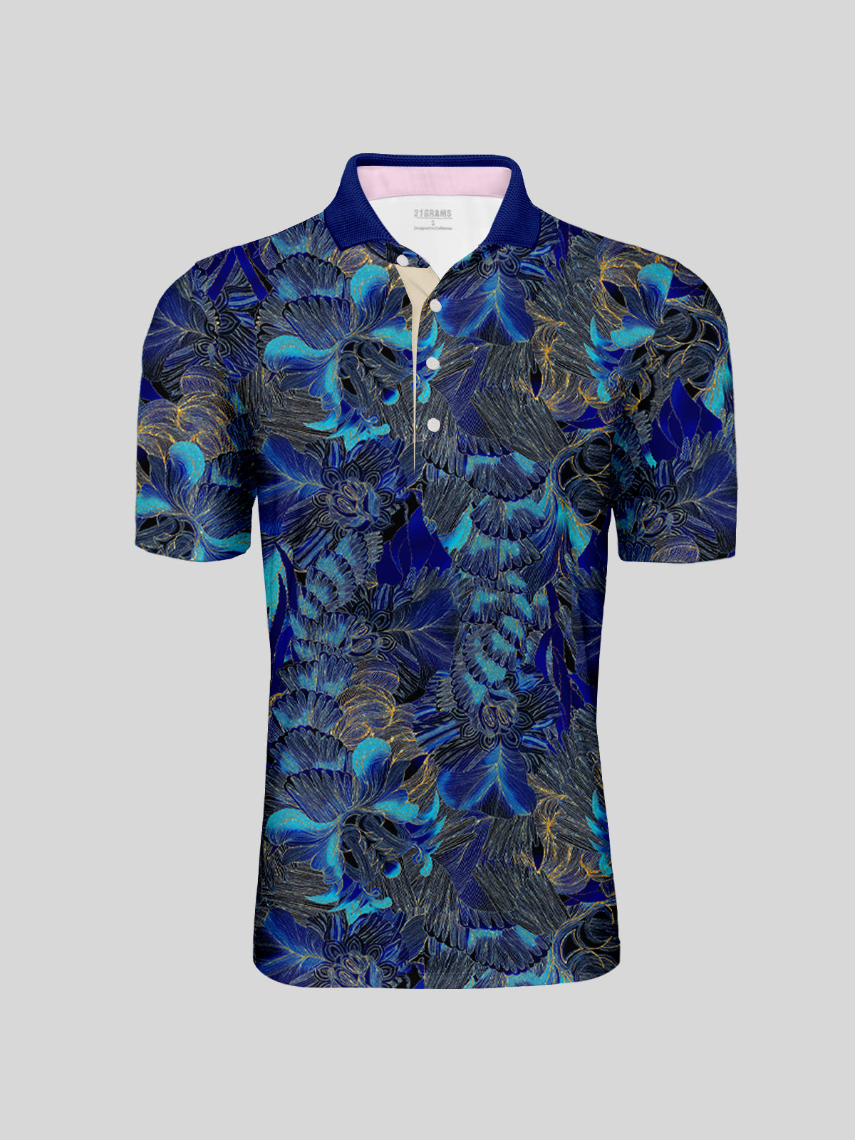Hyped-up Tropical Men's Ribbed Collar Polo Top UPF50+