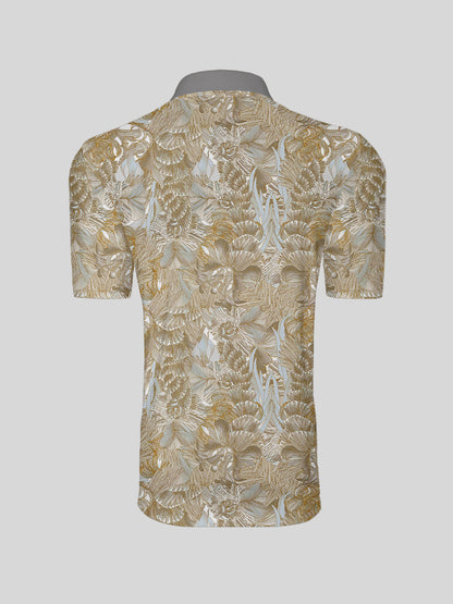 Hyped-up Tropical Men's Ribbed Collar Polo Top UPF50+
