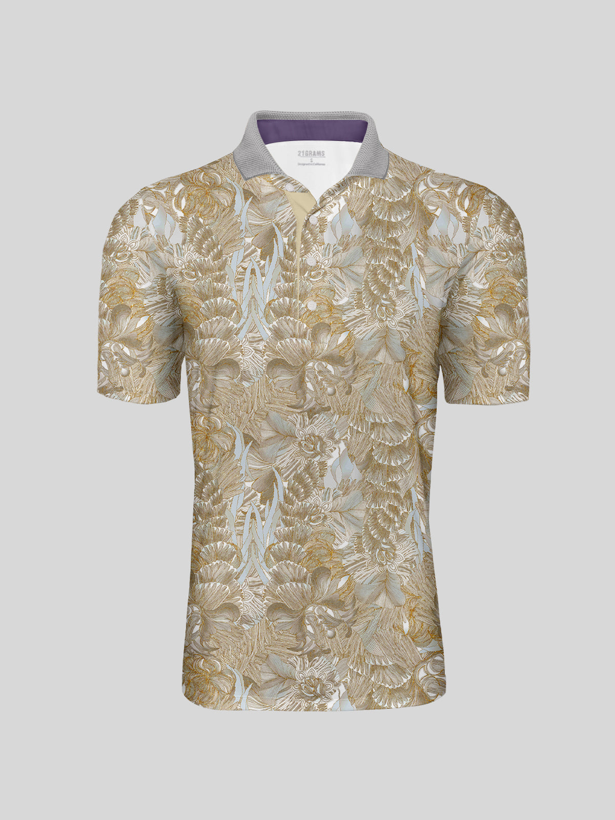 Hyped-up Tropical Men's Ribbed Collar Polo Top UPF50+
