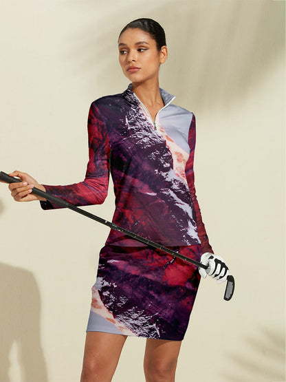 Acegolfs Inked Skins Women's Silky Golf Shirt Quarterzip UPF50+
