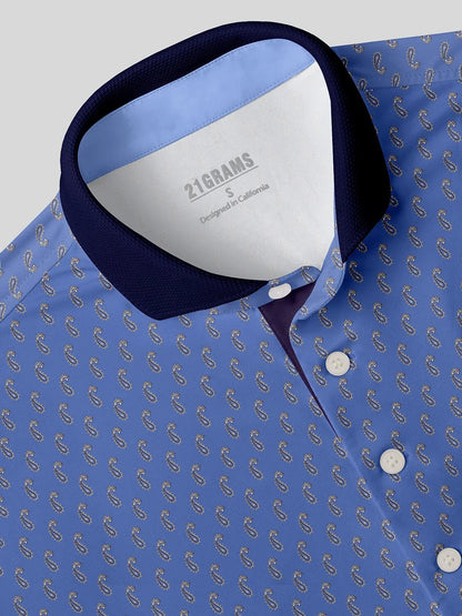 Polo homme marin fantaisie à col côtelé UPF50+